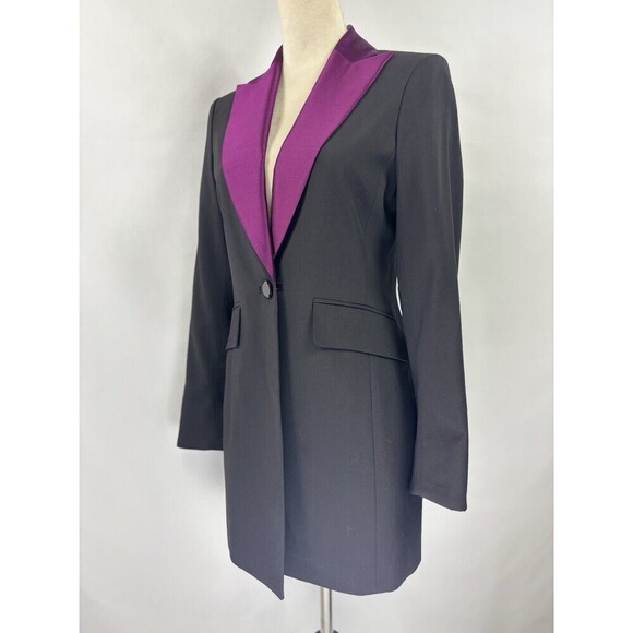 Dana Buchman Petite Formal Blazer Jacket Black Purple 4 Petite 4P - Picture 11 of 11